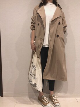 「スエット」｜「アイテム（トレンチコート）」を使った、a25さん（レディース・163cm）の春コーディネート