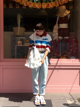 「theo（テオ）のアイテム」を使った、おおかわりほさん（レディース・154cm）の夏コーディネート