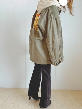 「JUNRED（ジュンレッド）のアイテム（ミリタリージャケット）」を使った、✿aki✿さん（レディース・152cm）の春コーディネート