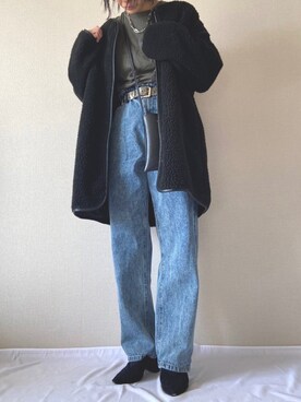 「classicalelf（クラシカルエルフ）のアイテム（モッズコート）」を使った、uno.さん（レディース・155cm）の冬コーディネート