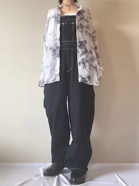 「SPINNS（スピンズ）のアイテム（サロペット/オーバーオール）」を使った、uno.さん（レディース・155cm）の冬コーディネート