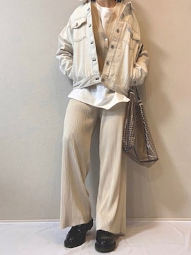 「SPINNS(スピンズ)のアイテム(デニムジャケット)」を使った、uno.さん(レディース・155cm)の冬コーディネート