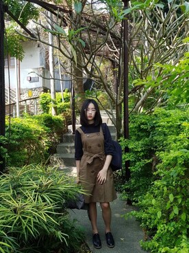 「AS KNOW AS plus（アズノゥアズプラス）のアイテム（ジャンパースカート）」を使った、aphrodite0201さん（レディース・156cm）の春コーディネート