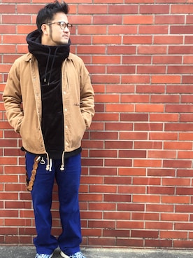 「VOO（ヴォー）のアイテム（パーカー）」を使った、ASIATO佐世保さん（メンズ・173cm）の冬コーディネート