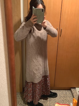 「フレッドペリー」｜「アイテム（ワンピース/ドレス）」を使った、もちびさん（レディース・150cm）の冬コーディネート