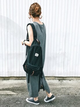「FREAK'S STORE（フリークスストア）のFREDRIK PACKERS/フレドリックパッカーズ 別注500D DAY PACK （バックパック/リュック）」を使った、miさん（レディース・154cm）の夏コーディネート