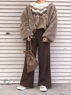 「RED CHOP WORKS（レッドチョップワークス）のアイテム（ジャケット/アウター）」を使った、miさん（レディース・154cm）の冬コーディネート
