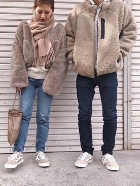 「RED CHOP WORKS（レッドチョップワークス）のアイテム（ジャケット/アウター）」を使った、miさん（レディース・154cm）の冬コーディネート