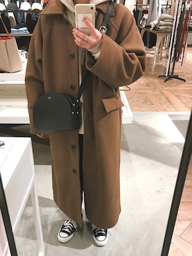 「DHOLIC（ディーホリック）のアイテム（ダウンジャケット/コート）」を使った、miさん（レディース・154cm）の冬コーディネート