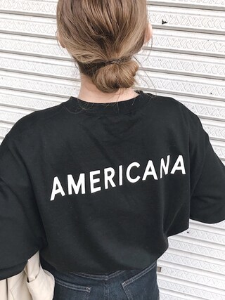 mi is wearing FREAK'S STORE "【一部WEB限定】Americana/アメリカーナ　HINECK SIDE ZIP SWEAT/ハイネックサイドジップスウェット"