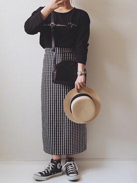 「archives（アルシーヴ）のアイテム（帽子）」を使った、miさん（レディース・154cm）の春コーディネート