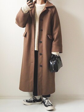 「DHOLIC（ディーホリック）のアイテム（ダウンジャケット/コート）」を使った、miさん（レディース・154cm）の冬コーディネート