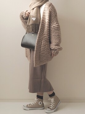 「ALLUMER（アリュメール）のアイテム（トップス）」を使った、miさん（レディース・154cm）の冬コーディネート