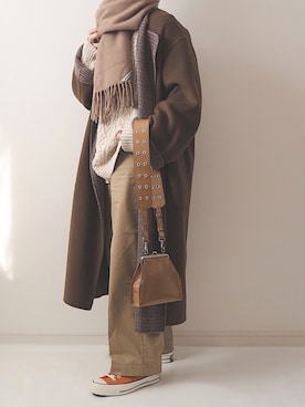 「SLOBE IENA（スローブイエナ）のアイテム（チノパンツ）」を使った、miさん（レディース・154cm）の冬コーディネート