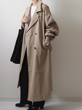 「グレイル」｜「アイテム（トレンチコート）」を使った、miさん（レディース・154cm）の秋コーディネート