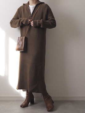 「ISOOK（アイスー）のアイテム（ワンピース/ドレス）」を使った、miさん（レディース・154cm）の冬コーディネート