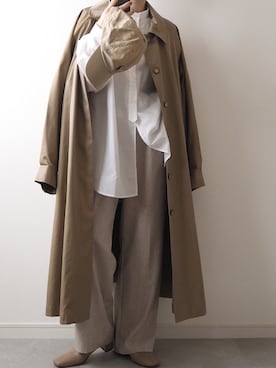 「GRL（グレイル）のバックタックデザインオーバーサイズシャツ（シャツ/ブラウス）」を使った、miさん（レディース・154cm）の冬コーディネート