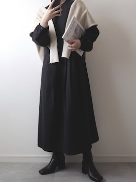 「ISOOK（アイスー）のアイテム（ワンピース/ドレス）」を使った、miさん（レディース・154cm）の冬コーディネート