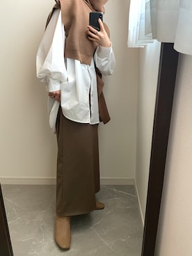 「GRL（グレイル）のバックタックデザインオーバーサイズシャツ（シャツ/ブラウス）」を使った、miさん（レディース・154cm）の春コーディネート