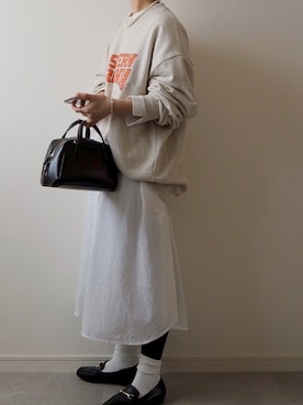 「ISOOK（アイスー）のアイテム（スウェット）」を使った、miさん（レディース・154cm）の春コーディネート