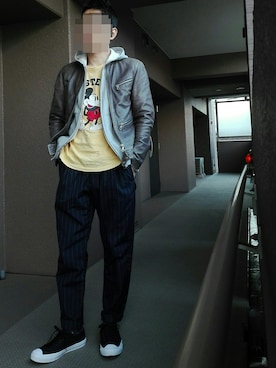 「ミッキーマウス」｜「アイテム（ジャケット/アウター）」を使った、fさん（メンズ・170cm）の冬コーディネート