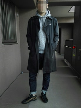 「JOURNAL STANDARD（ジャーナルスタンダード）のアイテム（トレンチコート）」を使った、fさん（メンズ・170cm）の冬コーディネート