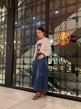 「HYSTERIC GLAMOUR（ヒステリックグラマー）のLOAFERS ANKLE ブーツ（ブーツ、ベージュ系）」を使った、hinataさん（レディース・162cm）の春コーディネート