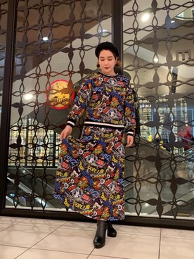 「HYSTERIC GLAMOUR（ヒステリックグラマー）のHYS ZAP ZAP総柄 スウェット（スウェット、その他）」を使った、hinataさん（レディース・162cm）の春コーディネート