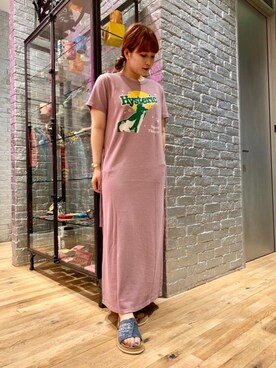 「HYSTERIC GLAMOUR（ヒステリックグラマー）のDENIM サンダル（サンダル、ブルー系）」を使った、hinataさん（レディース・162cm）の夏コーディネート