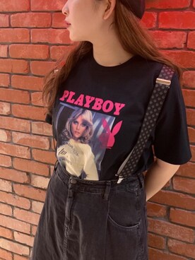「HYSTERIC GLAMOUR（ヒステリックグラマー）のUSED加工デニム フレアスカート（デニムスカート、ブラック系）」を使った、hinataさん（レディース・162cm）の夏コーディネート