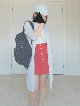 「Roots Canadaのアイテム（帽子）」を使った、Rino;さん（レディース・155cm）の夏コーディネート