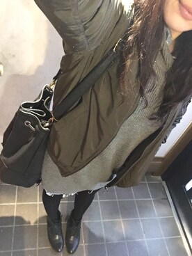 「アイテム（シャツワンピース）」を使った、aymnさん（レディース・168cm・20代）の冬コーディネート
