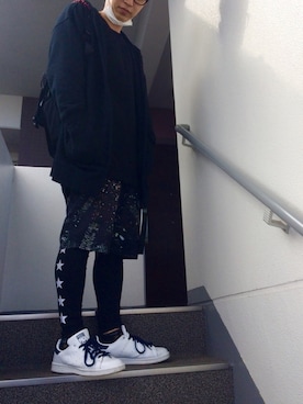 「MARCELO BURLON（マルセロ・バーロン）のアイテム（パーカー、ブラック系）」を使った、maruさん（メンズ・167cm）の春コーディネート