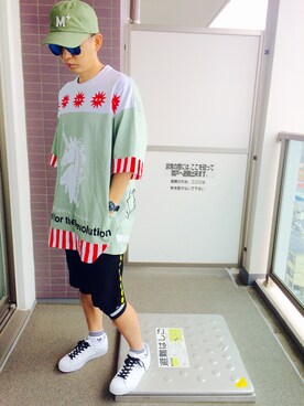 「adidas Originals（アディダスオリジナルス）のアイテム（ソックス/靴下、ホワイト系）」を使った、maruさん（メンズ・167cm）の春コーディネート