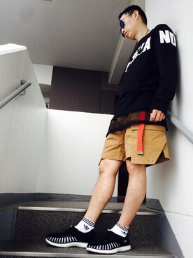 「KEEN（キーン）のアイテム（サンダル、ブラック系）」を使った、maruさん（メンズ・167cm）の夏コーディネート
