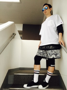 「PUMA（プーマ）のアイテム（その他パンツ、グレー系）」を使った、maruさん（メンズ・167cm）の夏コーディネート