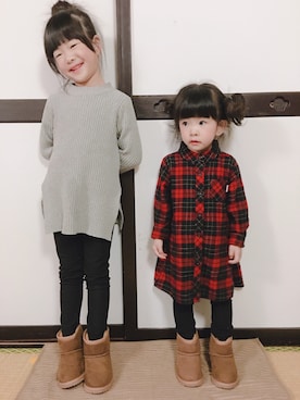 「HusHusH（ハッシュアッシュ）のアイテム（ワンピース/ドレス）」を使った、ともさん（キッズ・90cm）の冬コーディネート