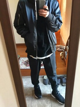 「HARE（ハレ）のアイテム（MA-1）」を使った、モイモイさん（メンズ・164cm）の冬コーディネート