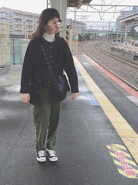 「ジャックパーセル」｜「アイテム（ノーカラージャケット）」を使った、a  さん（レディース・167cm）の冬コーディネート