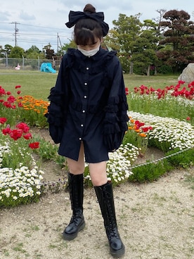 「Little sunny bite（リトルサニーバイト）のアイテム（ワンピース/ドレス）」を使った、senzaki sayaさん（レディース・158cm）の春コーディネート