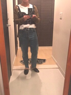 「Narcissus（ナルシス）のアイテム（デニムパンツ）」を使った、つんださん（レディース・155cm）の春コーディネート