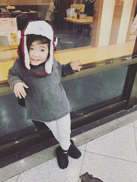 「Lee（リー）のアイテム（ハット）」を使った、つんださん（キッズ・90cm）の冬コーディネート