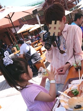 「AZUL by moussy（アズールバイマウジー）のアイテム（シャツ/ブラウス、ピンク系）」を使った、R.さん（キッズ・120cm）の春コーディネート