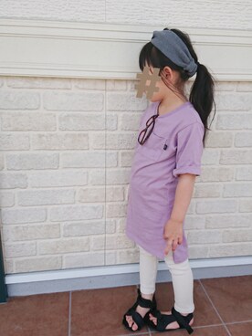 「petit main（プティマイン）のアイテム（Tシャツ/カットソー、ピンク系）」を使った、R.さん（キッズ・120cm）の春コーディネート