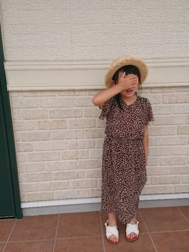「Birthday（バースデイ）のアイテム（ワンピース、ブラウン系）」を使った、R.さん（キッズ・120cm）の夏コーディネート