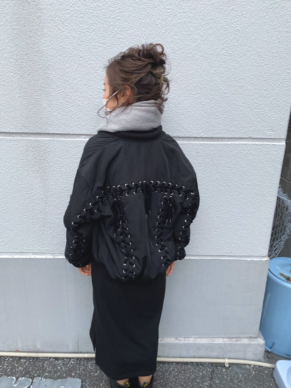 「G.V.G.V.のアイテム（MA-1、ブラック系）」を使った、ainaさん（レディース・152cm）の冬コーディネートの1枚目の写真