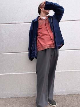 「unrelaxing（アンリラクシング）のアイテム（ブルゾン）」を使った、しょう🐤🐦🐧しばらく休みますさん（メンズ・173cm）の冬コーディネート