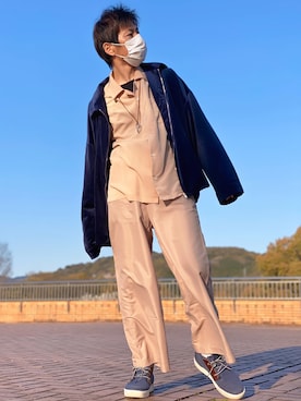 「unrelaxing（アンリラクシング）のアイテム（ブルゾン）」を使った、しょう🐤🐦🐧しばらく休みますさん（メンズ・173cm）の春コーディネート