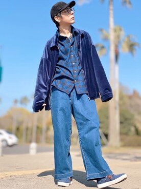 「unrelaxing（アンリラクシング）のアイテム（ブルゾン）」を使った、しょう🐤🐦🐧しばらく休みますさん（メンズ・173cm）の春コーディネート