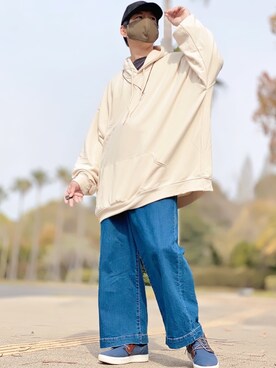 「BASQUE magenta（バスクマゼンタ）のアイテム（パーカー）」を使った、しょう🐤🐦🐧しばらく休みますさん（メンズ・173cm）の春コーディネート